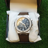 Hublot Skeleton Leather Strap Watch - Silver&Brown